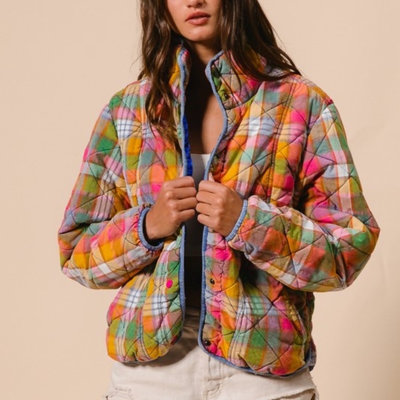 NWT Retro Vibes Plaid Quilted Jacket - Picture 10 of 10